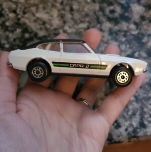 Capri II White and Black Superkings Die Cast Matchbox Car